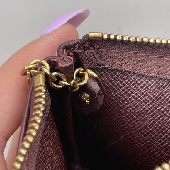 Louis Vuitton Monogram Mini Lin Idylle Pochette Cles Coin Case Let Cles Burgundy - Picture 11 of 12